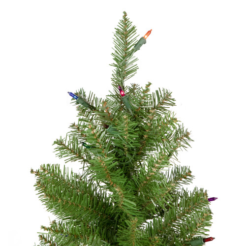 6.5' Pre-Lit Silver Lake Fir Pencil Artificial Christmas Tree, Multi Lights