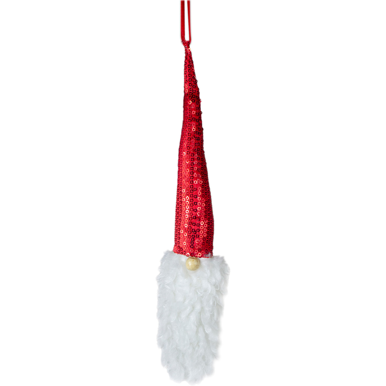 11" Red Sequin Santa Head With a Warm Hat Christmas Ornament