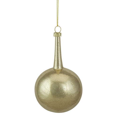 5.5" Gold Glitter Teardrop Ball Glass Christmas Ornament