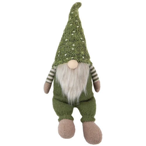 Sitting Christmas Gnome Decoration - 20.5" - Olive Green