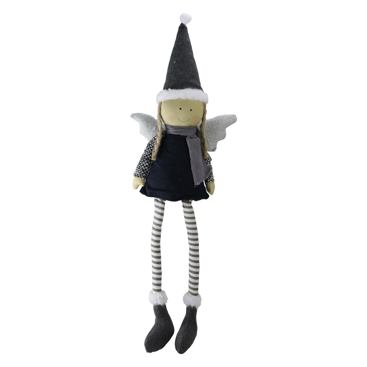Angel Girl with Dangling Striped Legs Christmas Figure - 26.5"