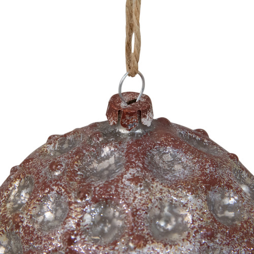 Mercury Silver Distressed Glass Christmas Ball Ornament 3.5" (88mm)