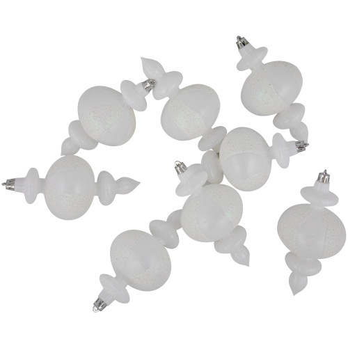 8-Count White Shatterproof Finial Christmas Ornaments, 6"