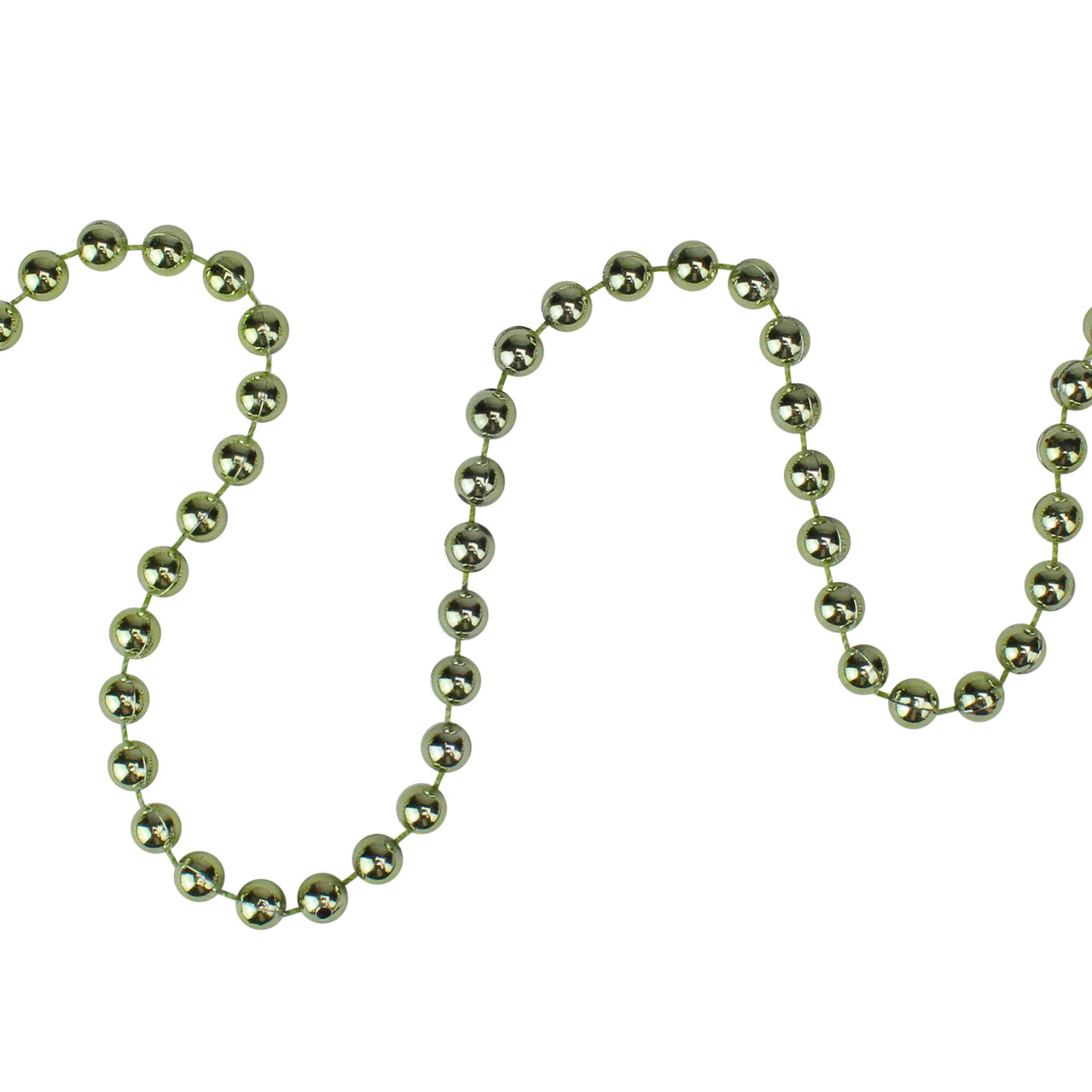 15' x 0.25" Shiny Metallic Lime Green Beaded Artificial Christmas Garland - Unlit