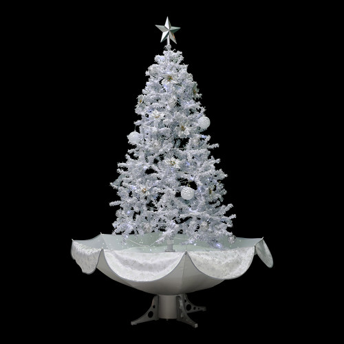 6' Lighted Musical Snowing Artificial Tinsel Christmas Tree, White LED Lights