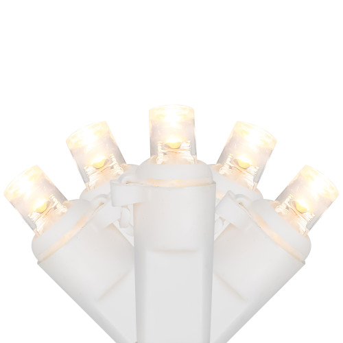 50ct Warm White LED Wide Angle Christmas Lights, 16.25ft White Wire