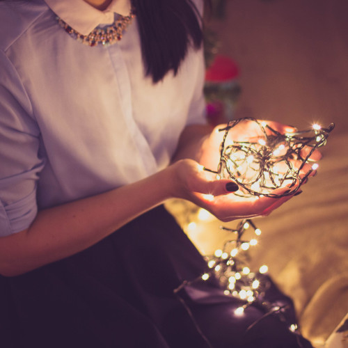 Battery Operated LED Christmas Lights - Warm White - 9.5' Green Wire - 20ct