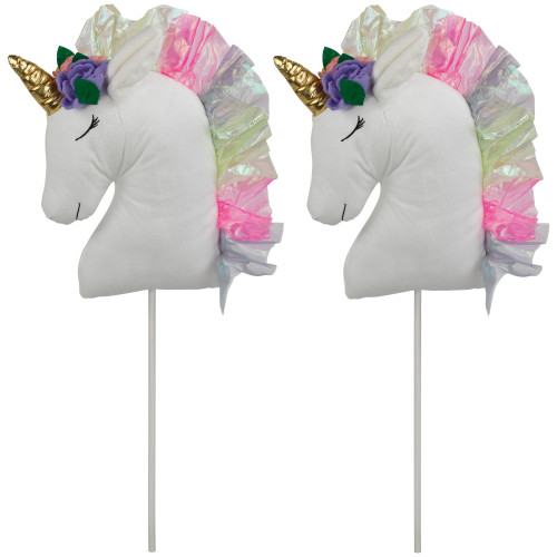 Plush Rainbow Unicorn Christmas Picks - 24" - Set of 2
