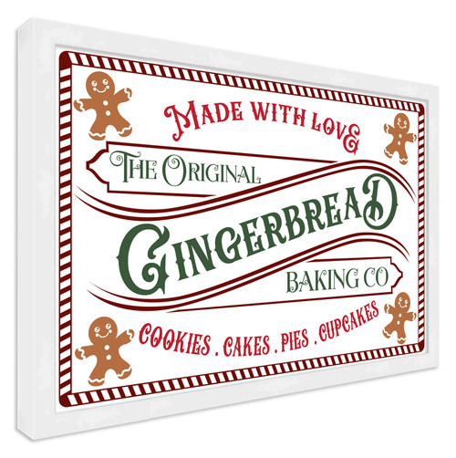 The Original Gingerbread Baking Company 13.5" x 19.5" Framed Christmas Wall Decor  Sign Poster in a Natural Wooden Frame with UV Acrylic and Hangers