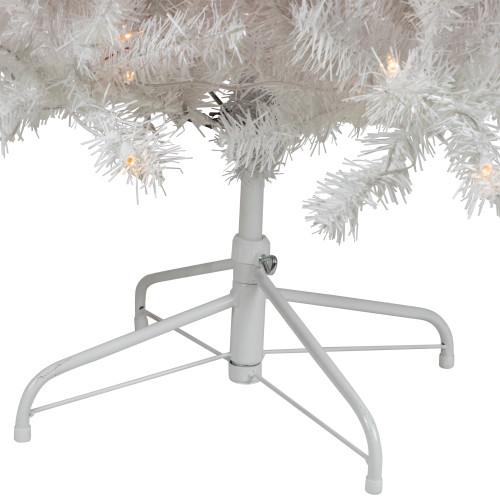 Pre-Lit Slim Flocked White Pine Artificial Christmas Tree - 7.5' - Warm White LED Lights