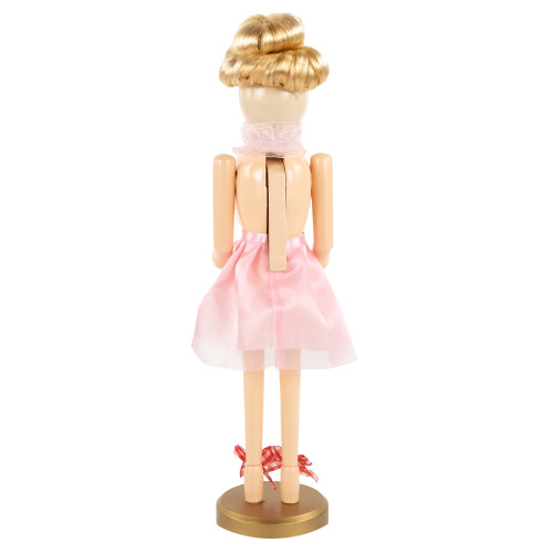 15.5" Pink Tutu Blonde Wooden Ballerina Wooden Christmas Nutcracker