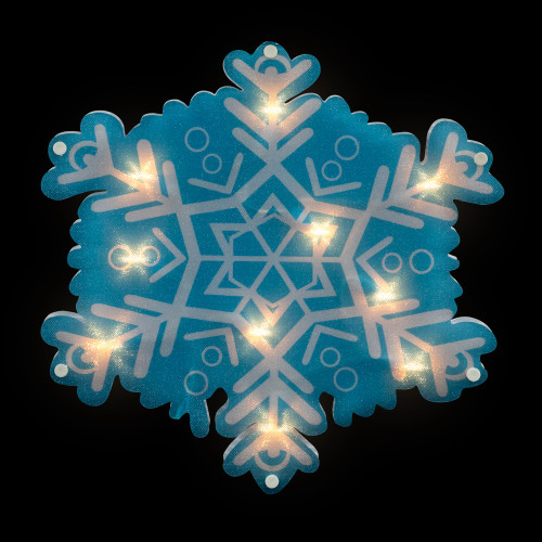 11.75" Lighted Blue and White Snowflake Christmas Window Silhouette