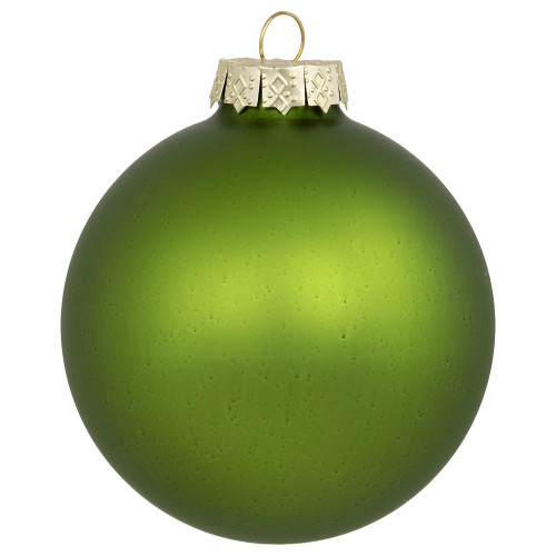 6ct Kiwi Green 2-Finish Glass Christmas Ball Ornaments 3.25" (80mm)