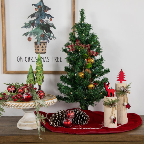 2' Pre-Lit Medium Mixed Classic Pine Artificial Christmas Tree - Warm White LED Lights