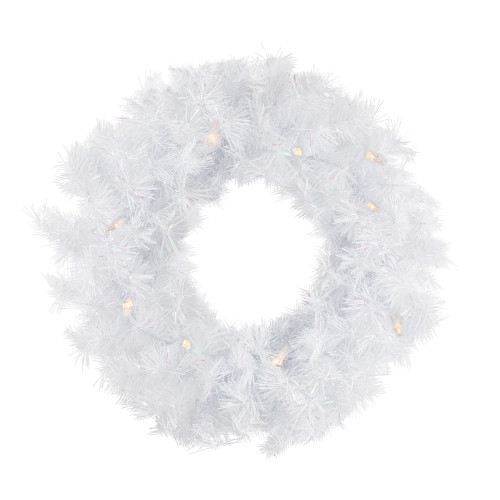 Pre-Lit White Alaskan Pine Artificial Christmas Wreath, 48-Inch, Warm White LED  Lights