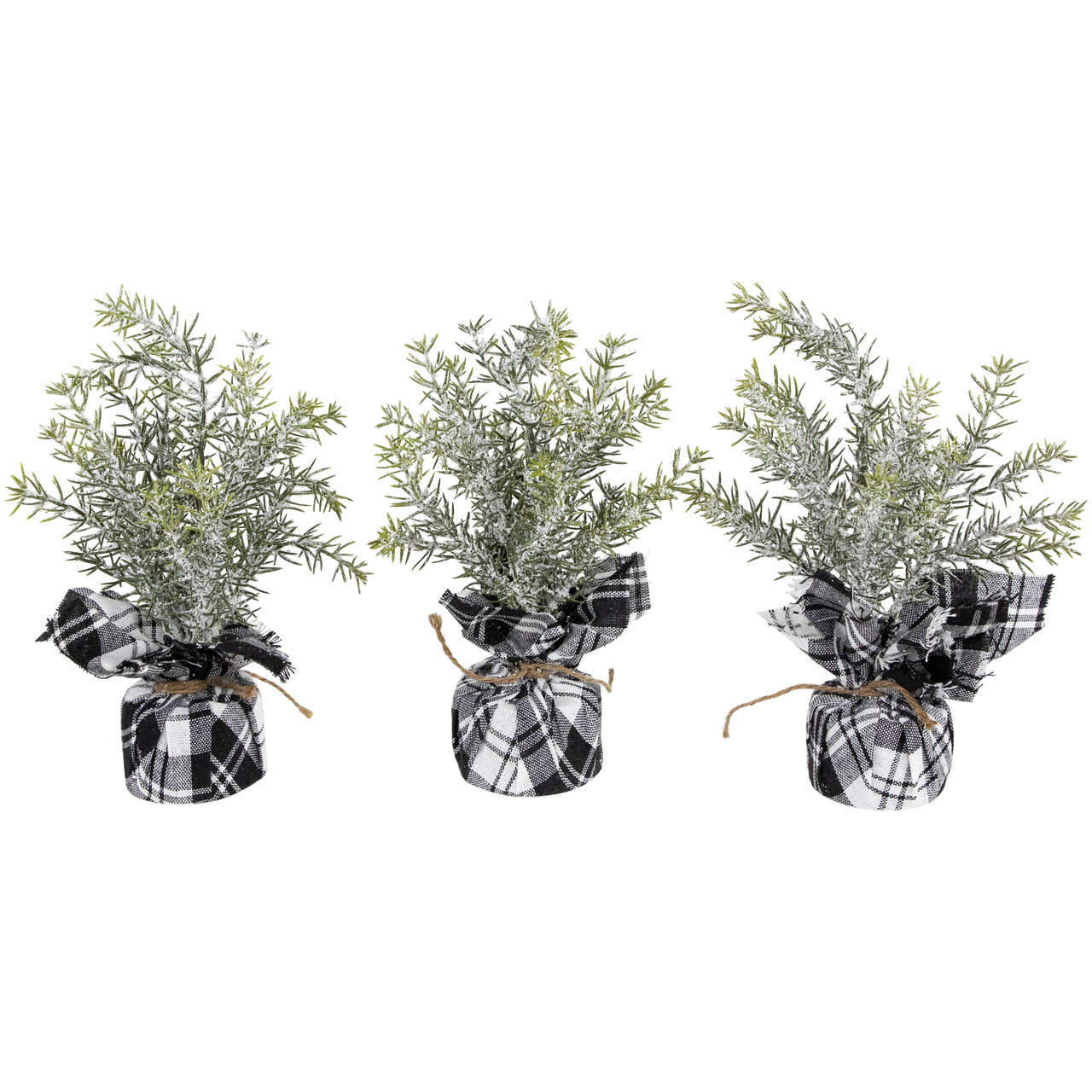 Mini Frosted Pine Artificial Christmas Trees - 10" - Set of 3