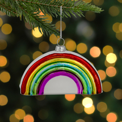 4" Shiny Arched Rainbow Hanging Glass Christmas Ornament