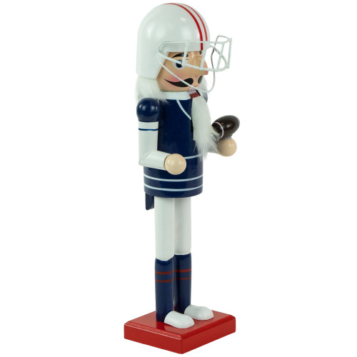 14" Red and White Wooden Christmas Nutcracker Football Player