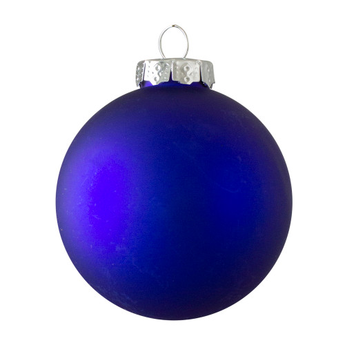 4ct Royal Blue 2-Finish Glass Christmas Ball Ornaments 4" (100mm)