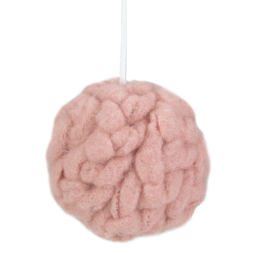 3.75" Pink Woven Yarn Ball Hanging Christmas Ornament