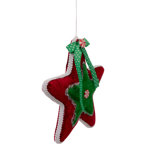 8" Red and Green Peppermint Star Christmas Ornament