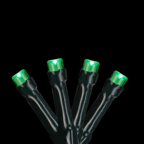 Battery Operated LED Christmas Lights - Green - 9.5' Green Wire - 20ct