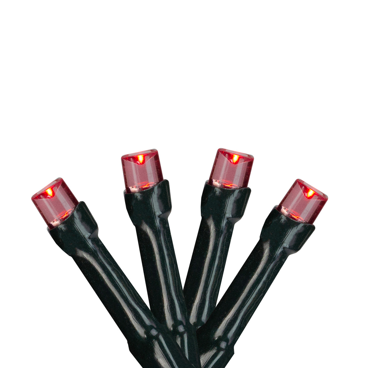 Battery Operated LED Christmas Lights - Red - 9.5' Green Wire - 20ct