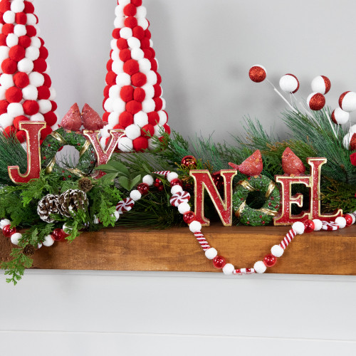 6' Red and White Frosted Peppermint Candy Christmas Garland, Unlit