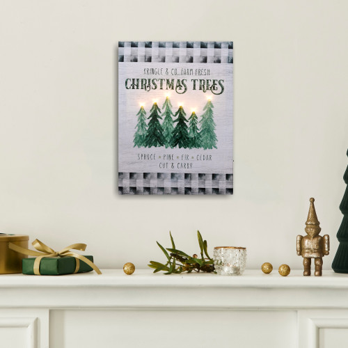 Battery Operated Lighted Wall Art - Holiday Tree Farm