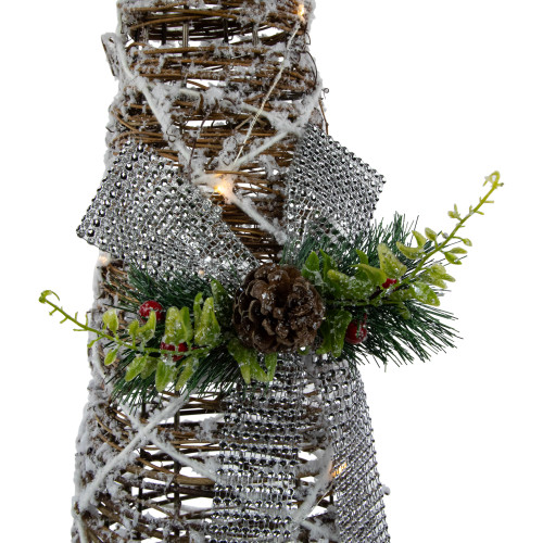 Set of 3 LED Lighted Pine and Berries Cone Christmas Tree Decorations 39.25"