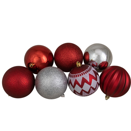 75ct Red and Silver Shatterproof 3-Finish Christmas Ball Ornaments