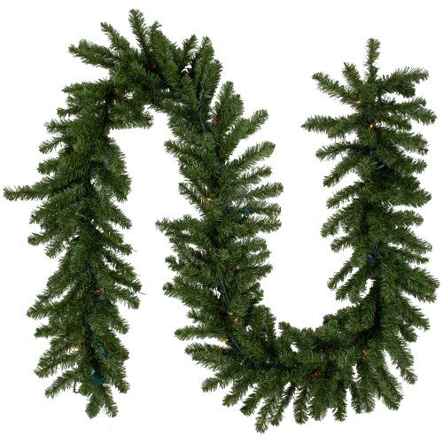 Pre-Lit Canadian Pine Artificial Christmas Garland - 9' x 12" - Multicolor Lights