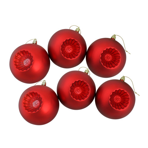 6ct Red Shatterproof Matte Christmas Ball Ornaments 4" (100mm)