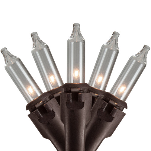 300-Count Clear Mini Christmas Light Set, 149.6ft Brown Wire