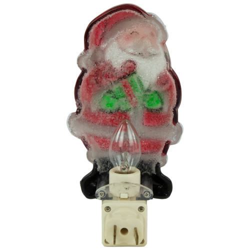 6.75" Santa with Gift Frosted Christmas Night Light