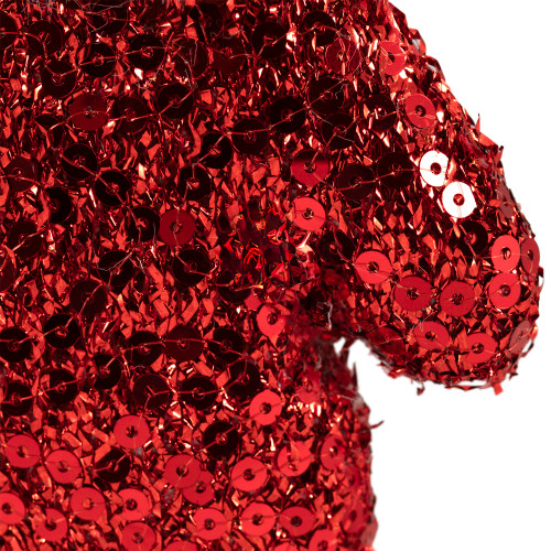 Sequined Winter Mitten with Plush Trim Christmas Ornament -  6" - Red