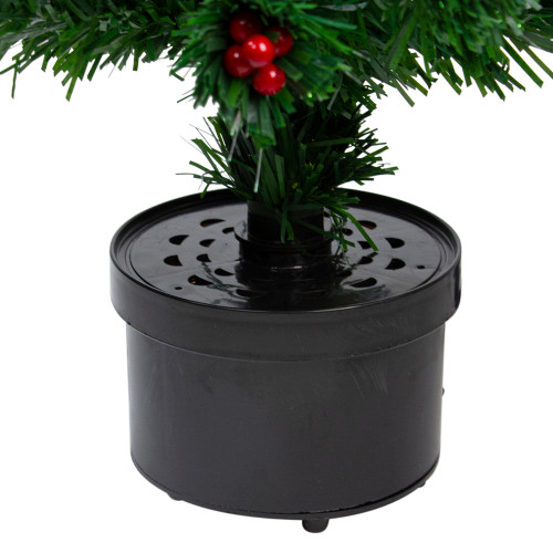 Pre-Lit Color Changing Fiber Optic Christmas Tree with Berries - 3'