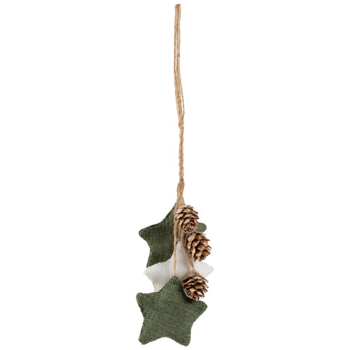 Burlap Star and Pine Cones Plush Christmas Ornament - 11.75"