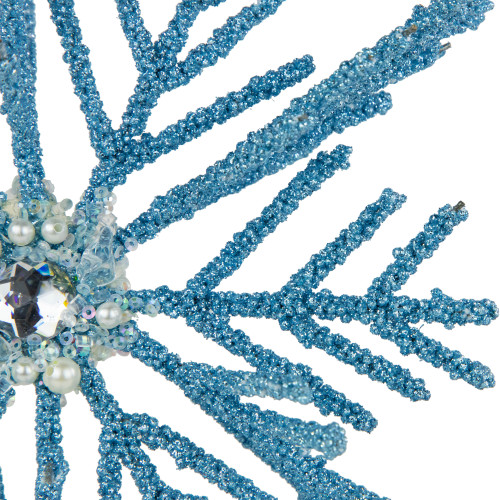 10" Blue Glittered Snowflake Christmas Ornament