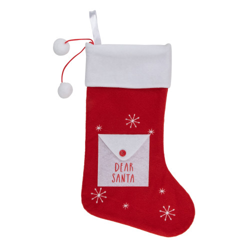 19" Red and White "Dear Santa" Envelope Christmas Stocking