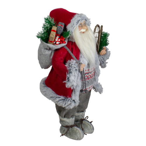 18" Standing Santa Christmas Figure with Snow Shoes and Presents