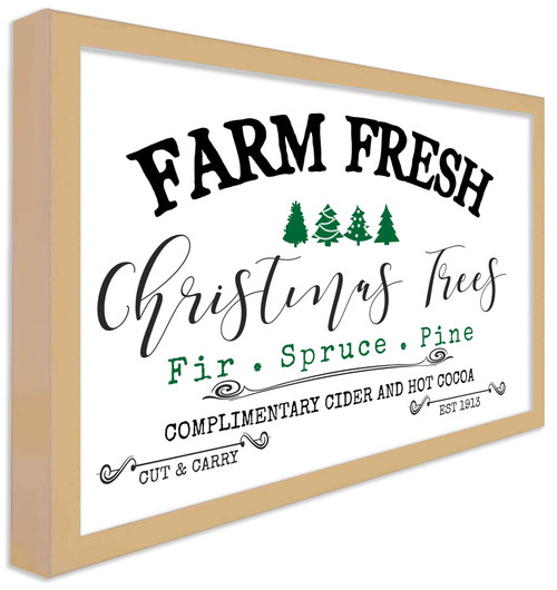 Christmas Tree Farm Fresh 28.5" x 41.5" Framed Christmas Wall Decor Art Print Sign Poster in a Natural Wooden Frame with UV Acrylic and Hangers