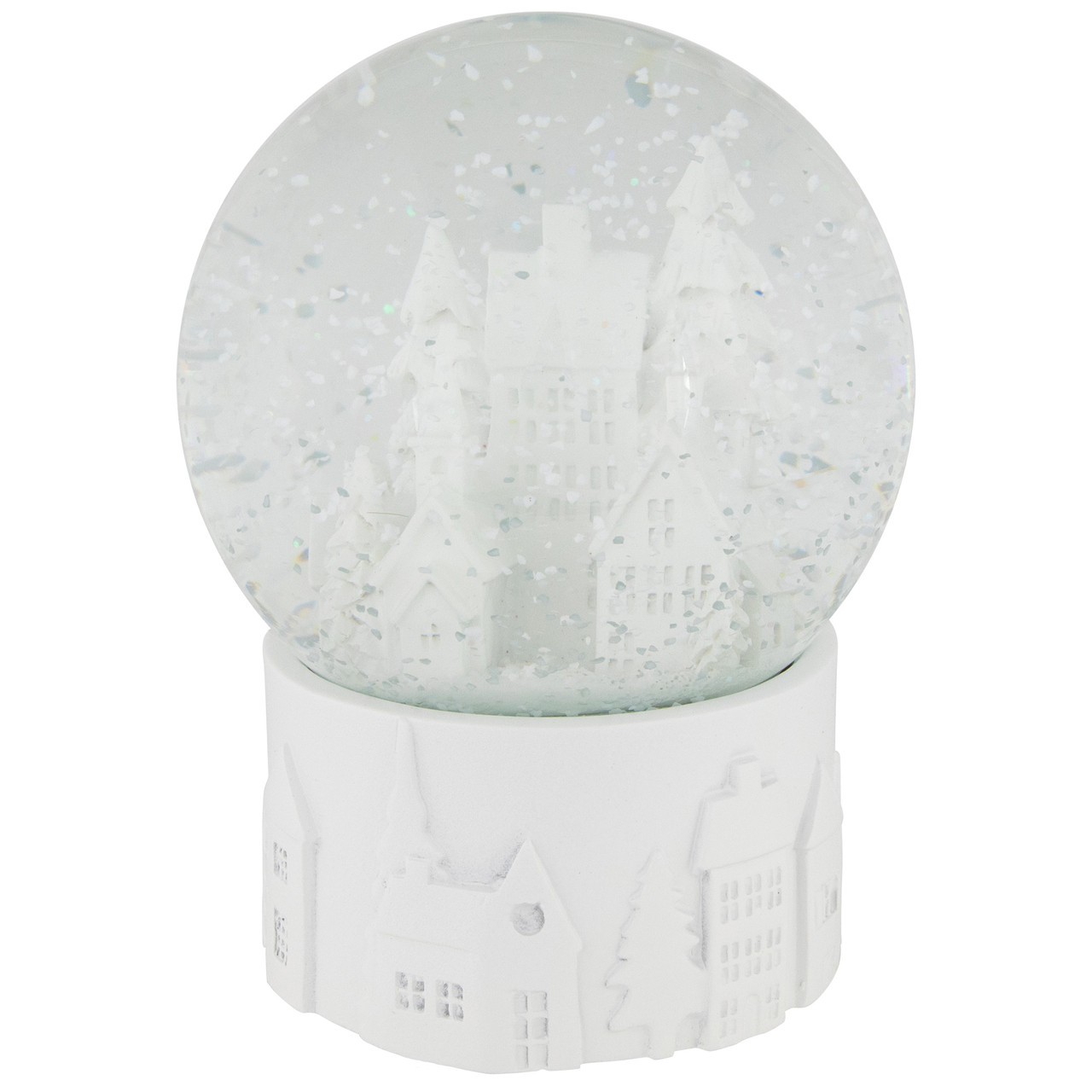 Musical Church Village Christmas Snow Globe - 5.5" - White