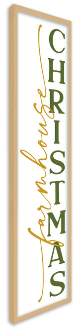 Farmhouse Christmas Tall 10" x 43.5" Framed Christmas Wall Decor Art Print Sign Poster in a Natural Wooden Frame with UV Acrylic and Hangers