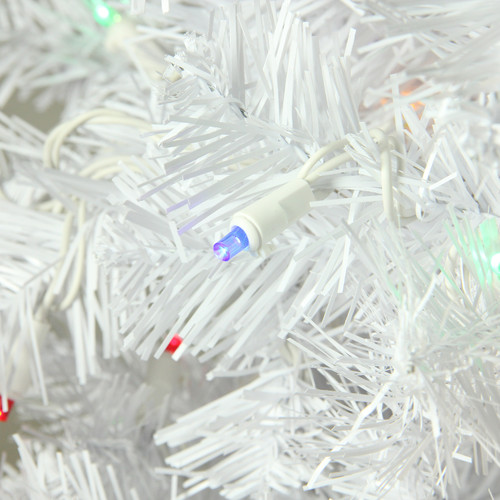 6.5' Pre-Lit Pencil White Winston Pine Artificial Christmas Tree - Multi LED Lights