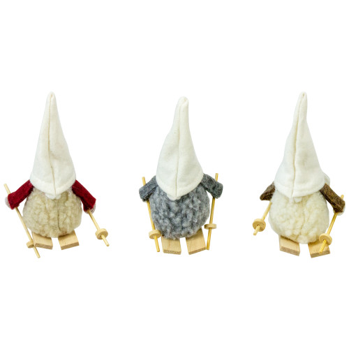 Set of 3 Skiing Gnomes Christmas Ornaments 4.5"