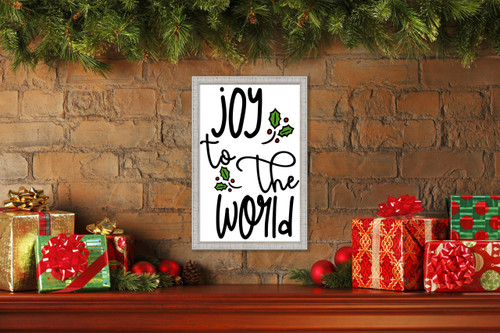 Joy to the World Mistletoes 14.5" x 19.5" Framed Christmas Wall Decor Art Print Sign Poster in a White Wooden Frame with UV Acrylic and Hangers