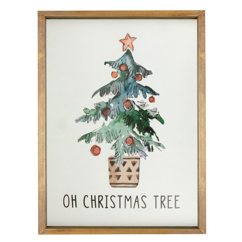 Wooden Framed "Oh Christmas Tree" Wall Art Decoration - 20"