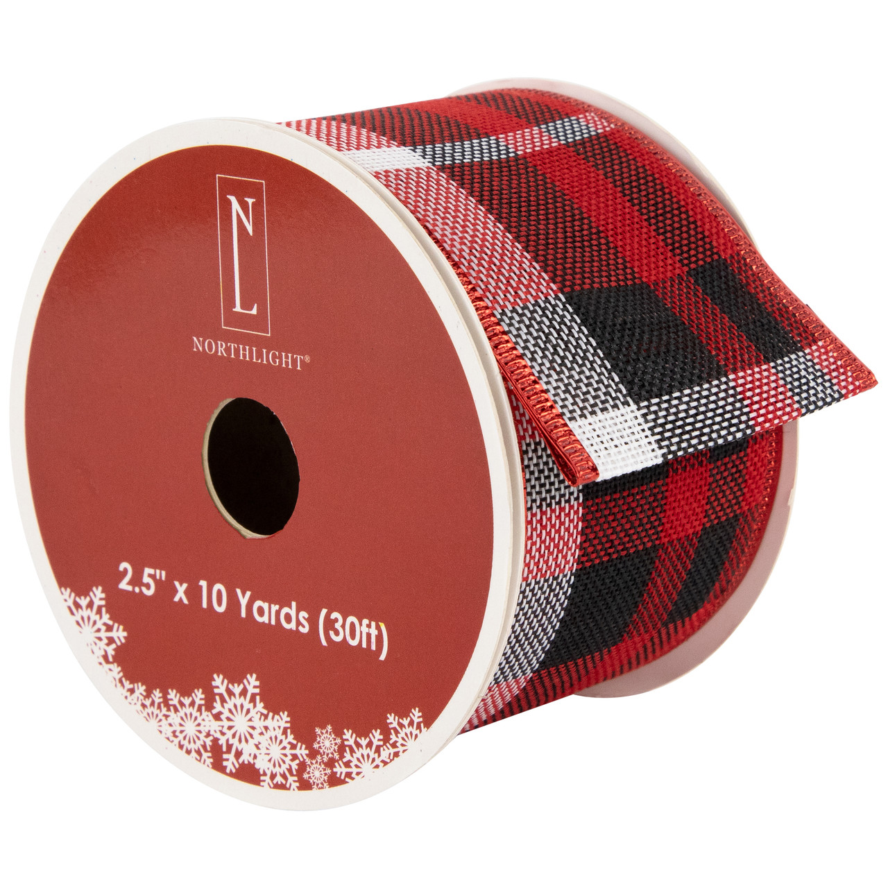 Red and Black Plaid Wired Craft Christmas Ribbon 2.5" x 10 Yards