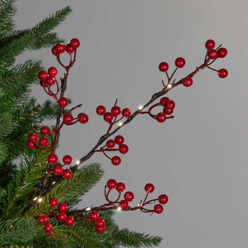 Lighted Berries Christmas Spray - 29" - Warm White